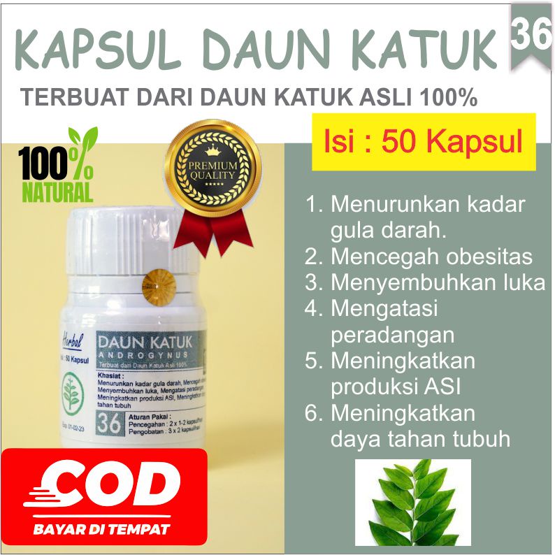 

Daun Katuk Kapsul Obat Herbal Memperlancar ASI pelangsing daya tahan tubuh obesitas gula darah