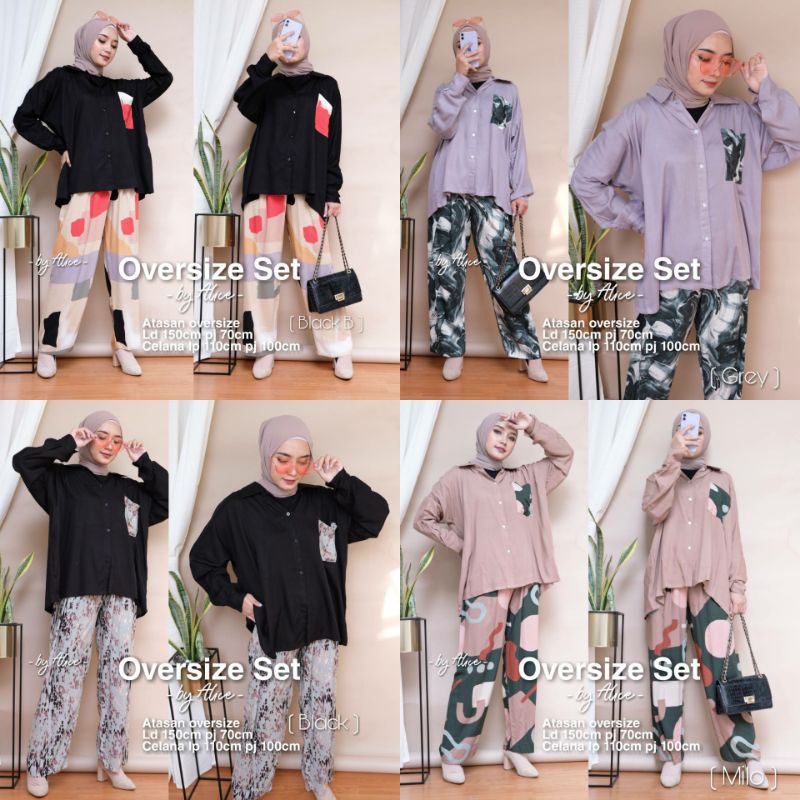 [size jumbo] oversized daily set LD 150cm - setelan tunik dan celana rayon viscose