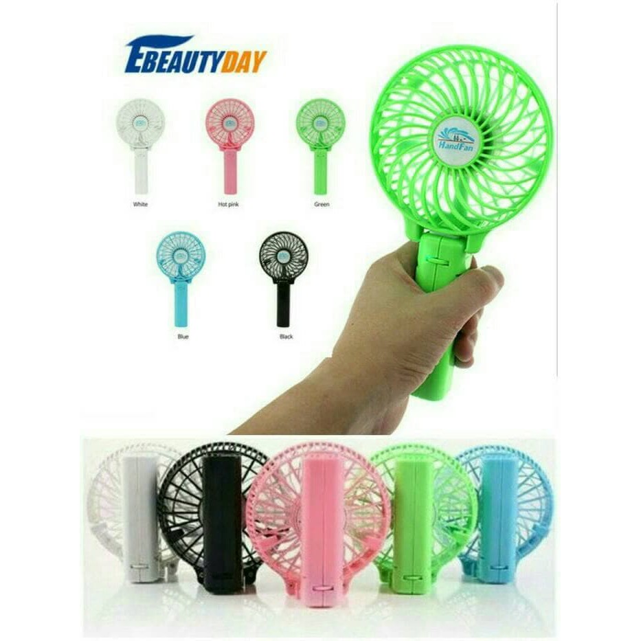 Kipas Angin Portable Lipat Genggam Mini Hand Fan Recharge Ac Duduk On