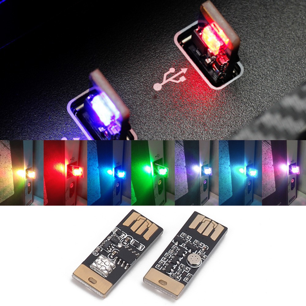 1 pcs Mobil USB LED Musik Bermain Cahaya Dimmable Lampu Atmospher Lampu Darurat Pencahayaan RGB Suar