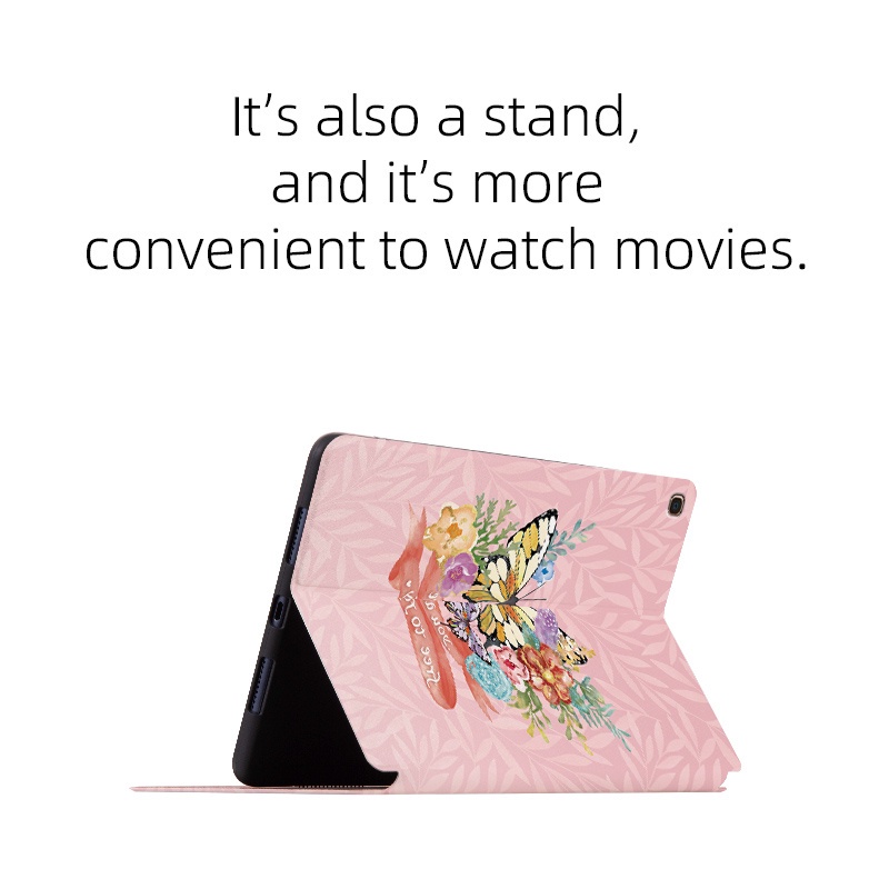 Untuk Samsung Galaxy Tab A 10.1 (2019) Flip Leather Case SM-T515 SM-T510 10.1-inci Fashion Tablet Casing Fancy Color Butterfly Series Stand Cover