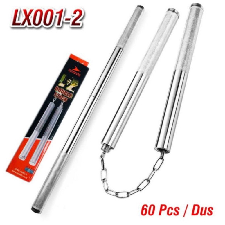 Double Stick Besi Stainless Doble Stik Nunchaku Tongkat Besi Bela Diri Non Kayu Ruyung Bruce Lee