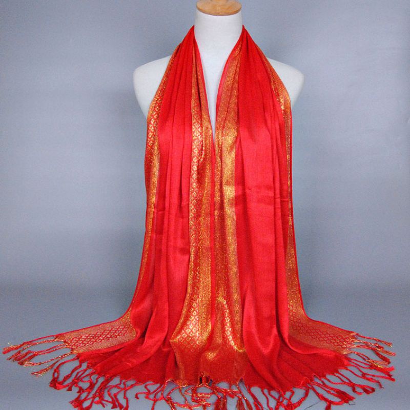 GOLDEN SCARF | SYAL PASHMINA SELENDANG BENANG GOLD POLOS-1