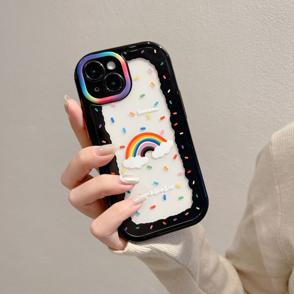 Case Transparan Desain Dot Pelangi Untuk iPhone 12 13 11 Pro Max X Xs Max Xr nbhw