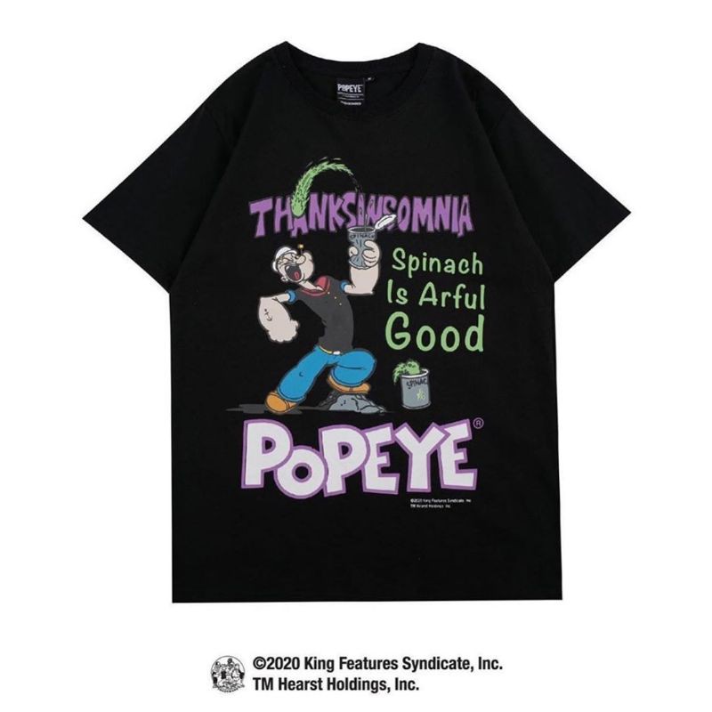 THANKSINSOMNIA X POPEYE Ottilie Black T-Shirt UNISEX