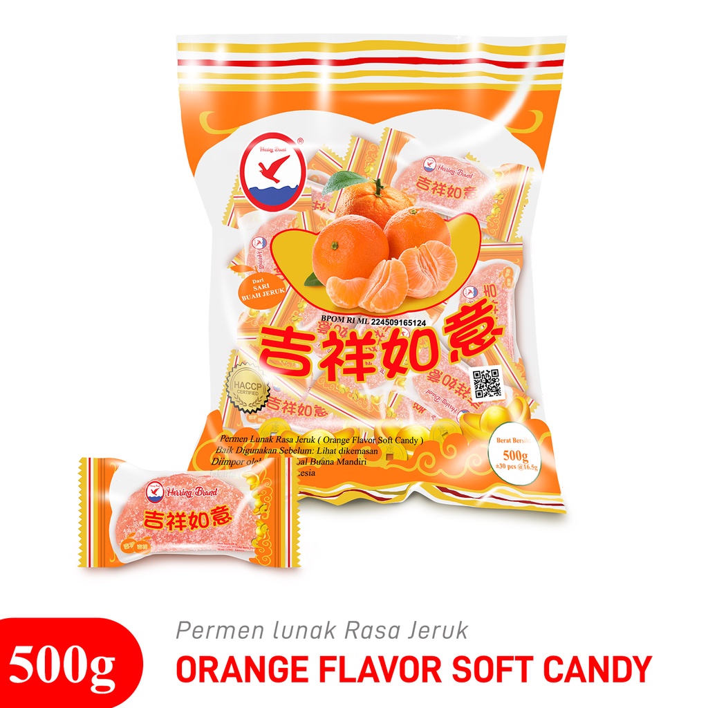 Herring Brand Permen Jeruk Soft Orange Candy 500g