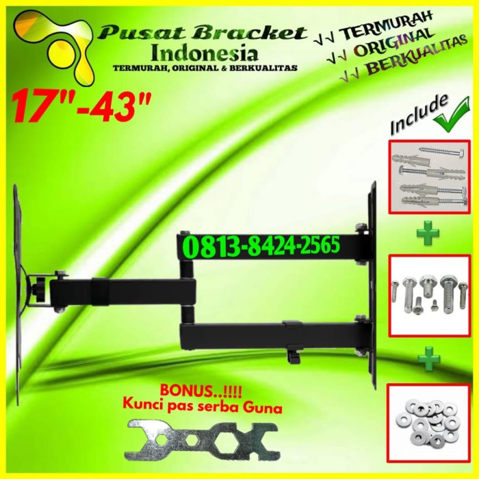 Bracket tv Swifle lengan 17&quot; s/d 43&quot; Flexible 6 arah | IZ.X2-001