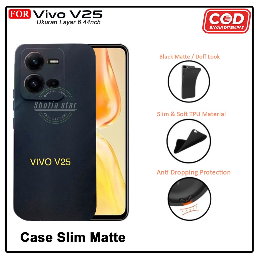 CASE VIVO Y36 V25 V25e Y16 Y35 V23 5G Y75 5G T1 5G SOFTCASE SLIM MATTE PREMIUM BLACK PROTECT CAMERA