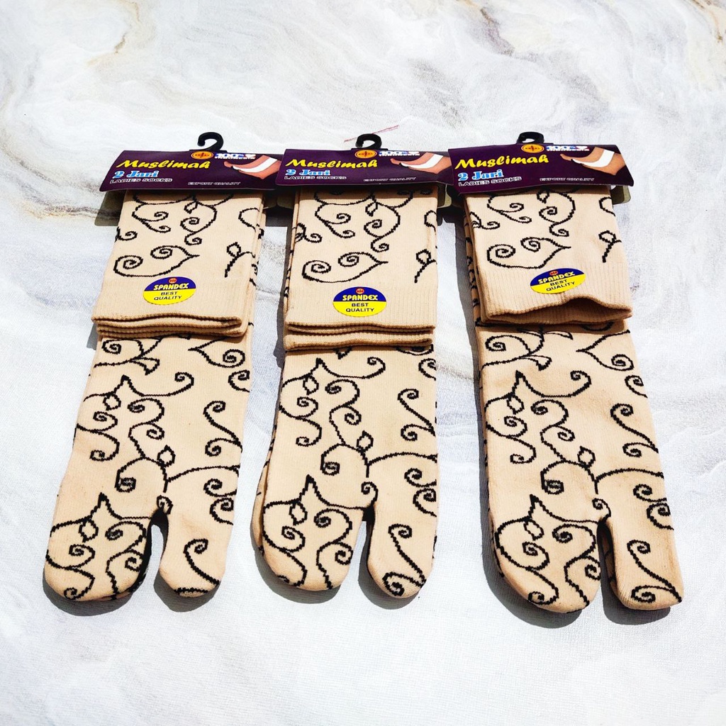 Kaos kaki muslimah coklat batik motif tapak hitam murah