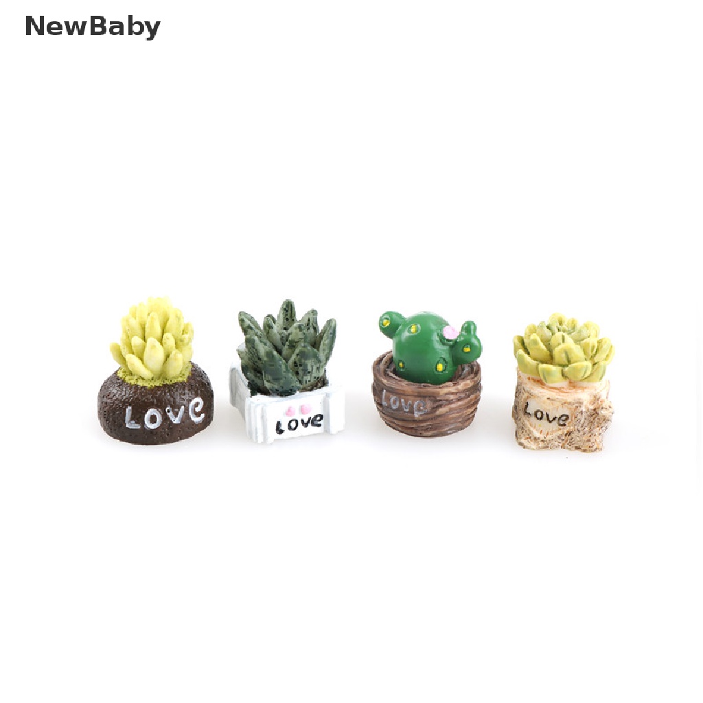 Newbaby 4Pcs Miniatur Tanaman Bahan Resin Untuk Dekorasi Taman Minifairy Gardenterrarium