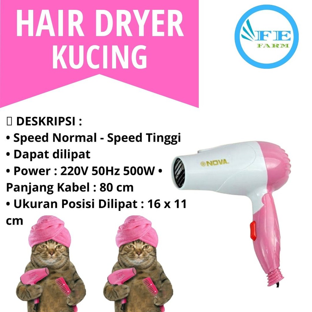 HAIR DRYER KUCING PENGERING RAMBUT BULU KUCING ANJING KELINCI GROOMING HEWAN HAIR DRYER LIPAT FEFARM