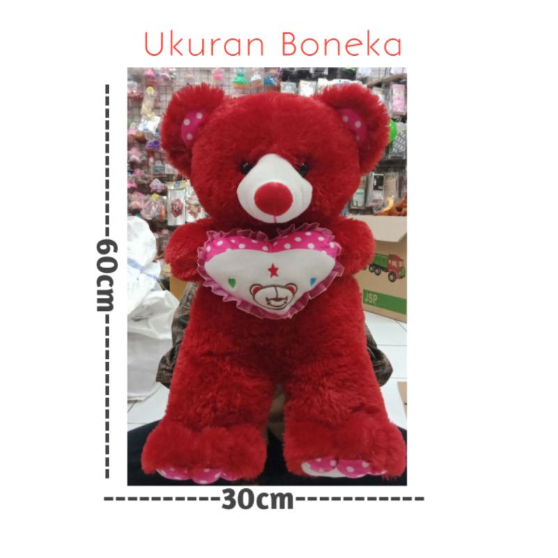 BONEKA BERUANG/TEDDY BEAR BAHAN DAKRON UKURAN XL (TINGGI 60CM)