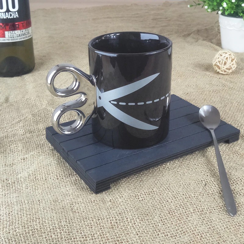 New scissors handle mug with subtitles passion font coffee mug black white cup birthday gift