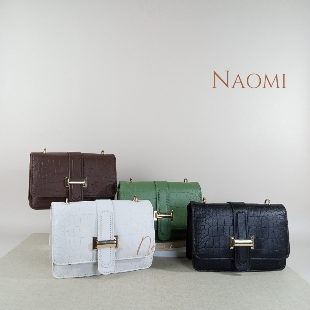 NAOMI - Gabriella Sling Bag Rantai Import Wanita - Elegant Simple Premium Shoulder Bag - Tas Selempang Kulit - Tas Wanita - Tas Naomi - Naomi Bag