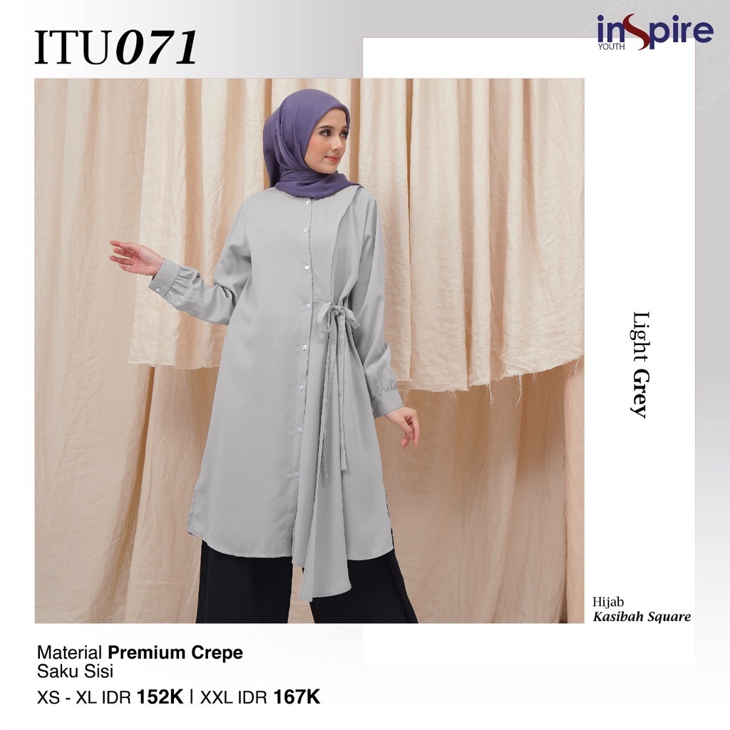 Inspire Tunik ITU 71 Atasan Polos Bahan Premium Crepe Kemeja Kuliah Modern Terbaru