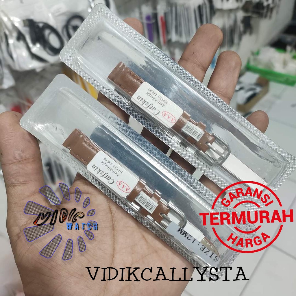 Tali Kulit Leather Model Timeking Glouber CATFSKIN Coklat muda motif 12mm 12 mm