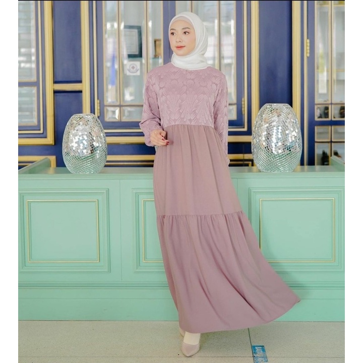 (MGA) GAMIS ROZATA OVERSIZE BROKAT DAILY BUSUI DRESS WOLFIS PREMIUM