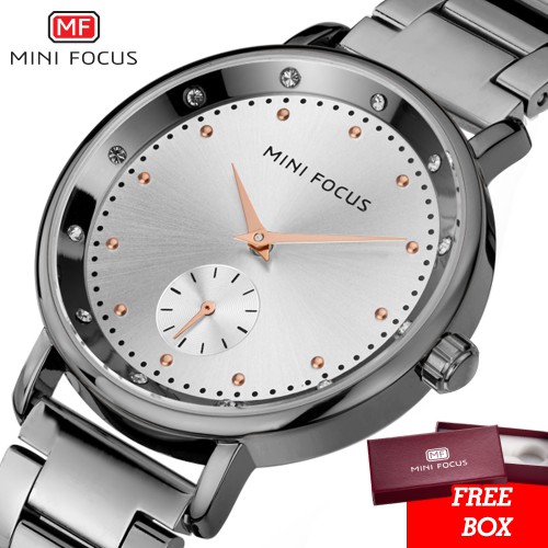 [GARANSI] Mini Focus Jam Tangan Wanita Feminim Mewah Strap Rantai Besi Original MF0037L