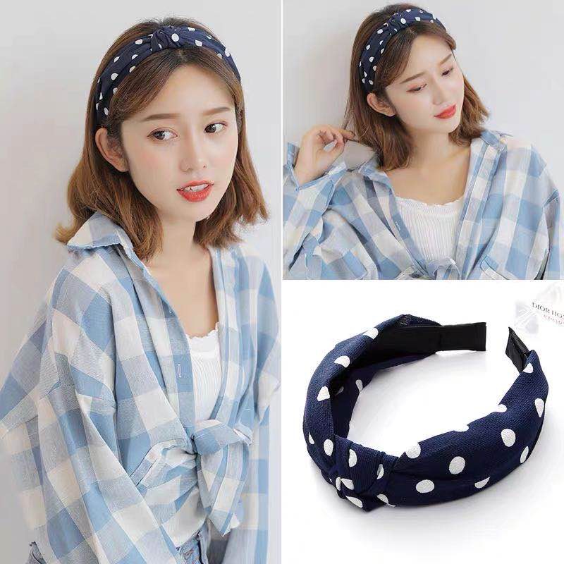 VS - Bando Wanita Motif Polkadot Aksesoris Rambut Bando Kain Dewasa Motif Polkadot Untuk Wanita