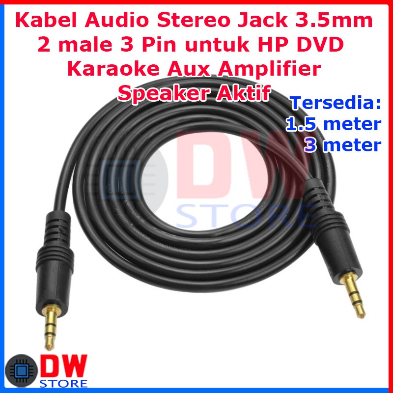 Jual Kabel Audio Stereo Jack Mm Male Pin Hp Aux Laptop Speaker Aktif Shopee Indonesia