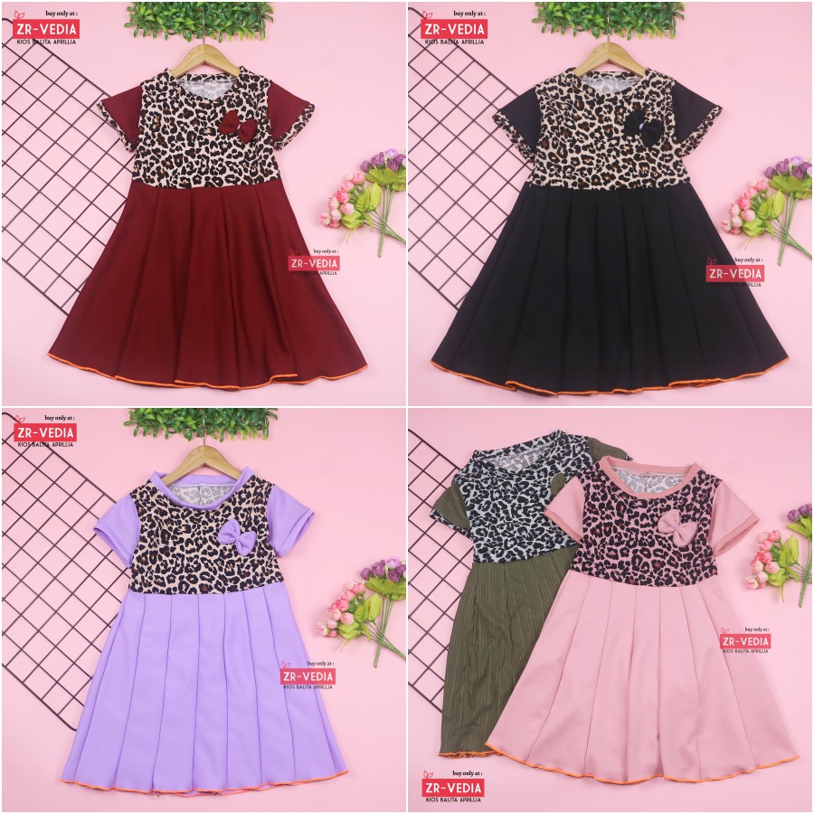 Dress Karin Uk 4-5 Tahun / Baju Anak Perempuan Dres Lengan Murah Gaun Pesta Import Motif Lucu