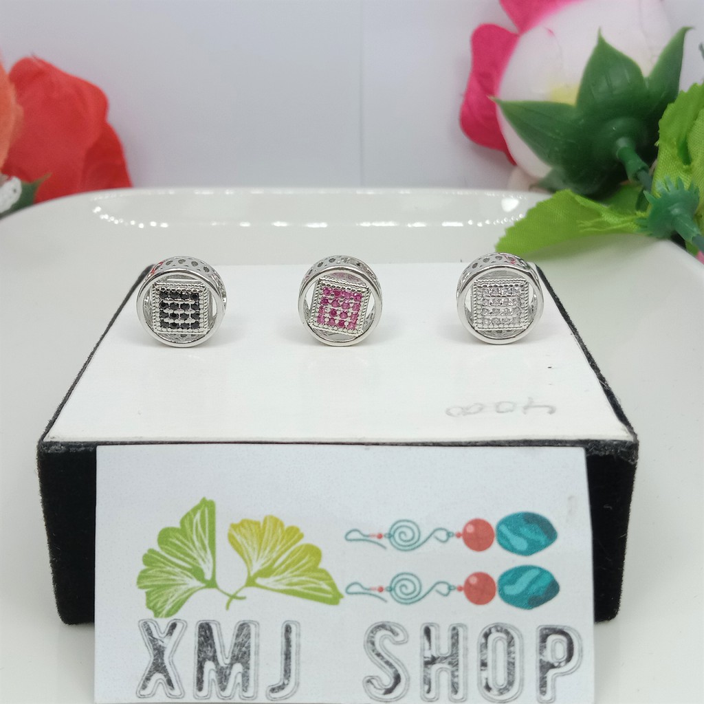 LIONTIN XUPING ASLI KOTAK BULAT FULL PERMATA 3 WARNA UNTUK GELANG / KALUNG SILVER MEWAH