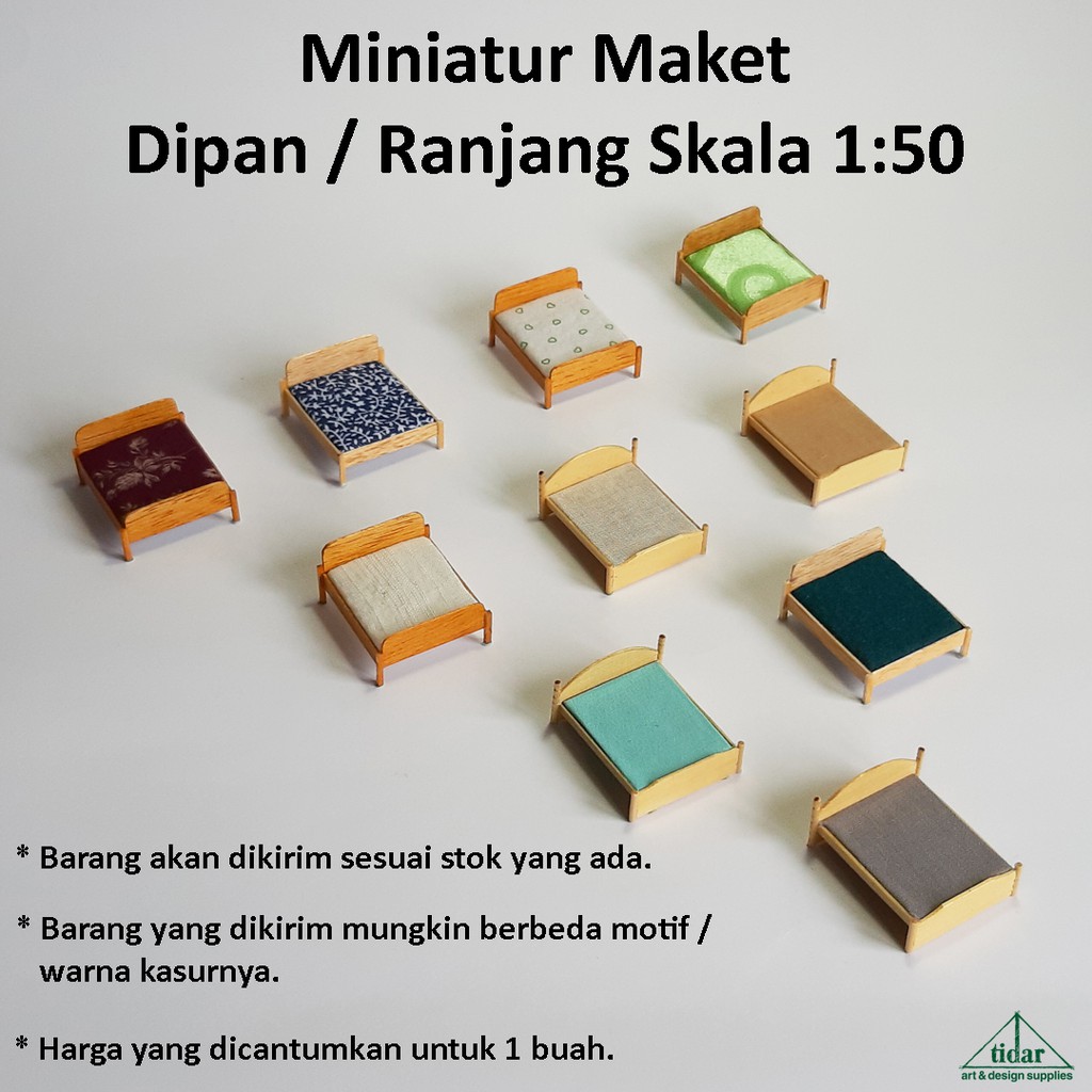 

[MR] MH - Miniatur Maket Dipan Kayu Skala 1:50 - Ranjang - Tempat Tidur Double