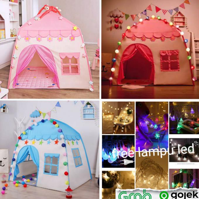 Tenda Bermain anak / Rumah Istana Anak free lampu LED(selama stok ada)
