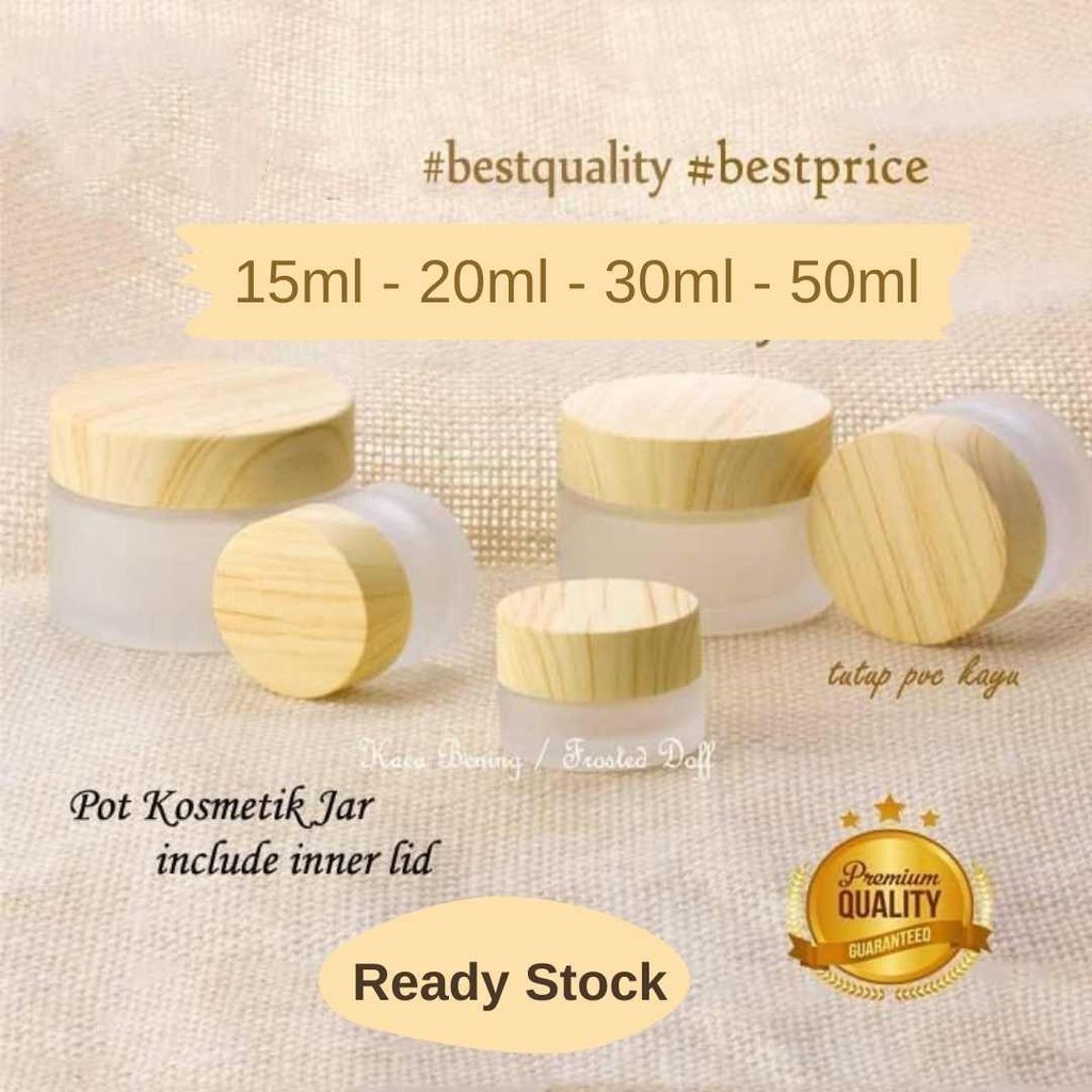 Pot Cosmetic Pot Krim Doff Bening Tutup Kayu Cream Tempat Lotion Serum Pump Botol Kaca Serum Botol K