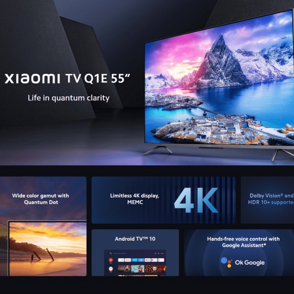 Xiaomi Mi TV Q1E 55 Inch 4k Ultra HD Android TV Garansi Resmi