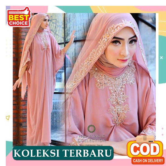 Baju Gamis Wanita Gemini Kaftan Terbaru 2022 Motif Bordir Matt Babydoll Original / Kaftan Mewah Dan 