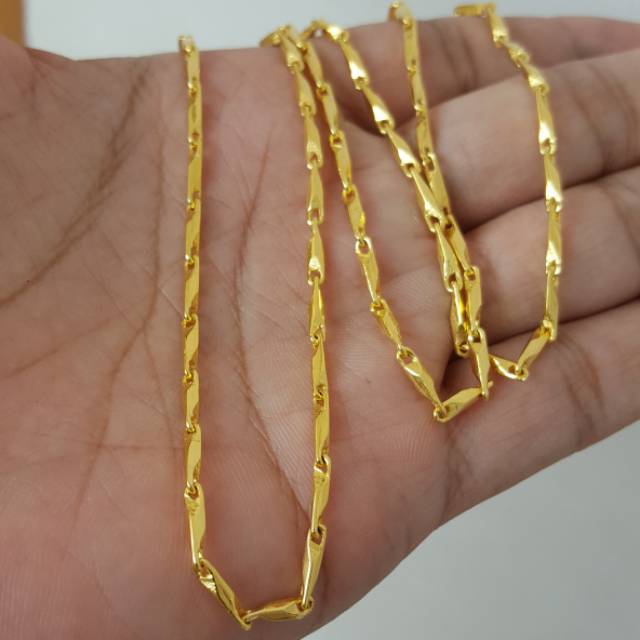 Kalung Biji Padi Cantik Berlapis Emas Kuning 24k Shopee 