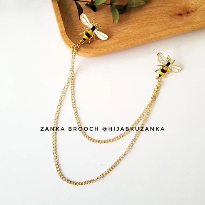 bros pin rantai lebah tassel | bee brooch