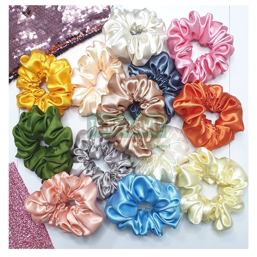 Premium Scrunchie Ikat Rambut Scrunchie Aksesoris Fashion Rambut Hijab Set Wanita Korea Cemol Jilbab Kunciran Kilap Aksesoris Hijab