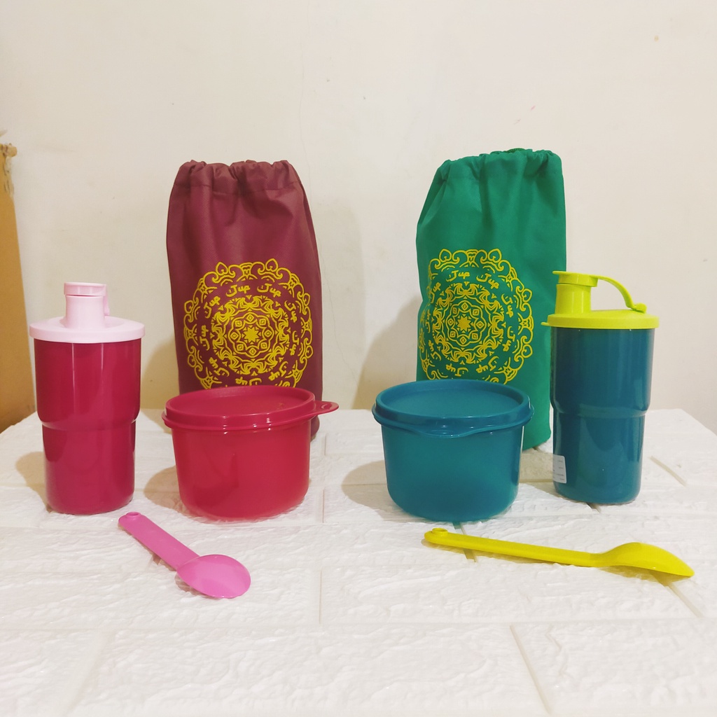 Ramadhan set tupperware bekal makanan botol minum dan sendok makan
