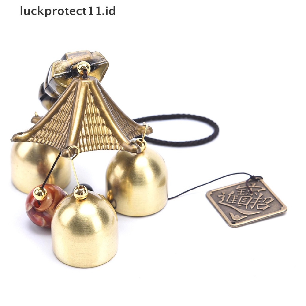 // Hg &amp; ID// Liontin Lonceng Angin Logam Tembaga Dekorasi Pintu Lucky Cat Feng Shui Pendant