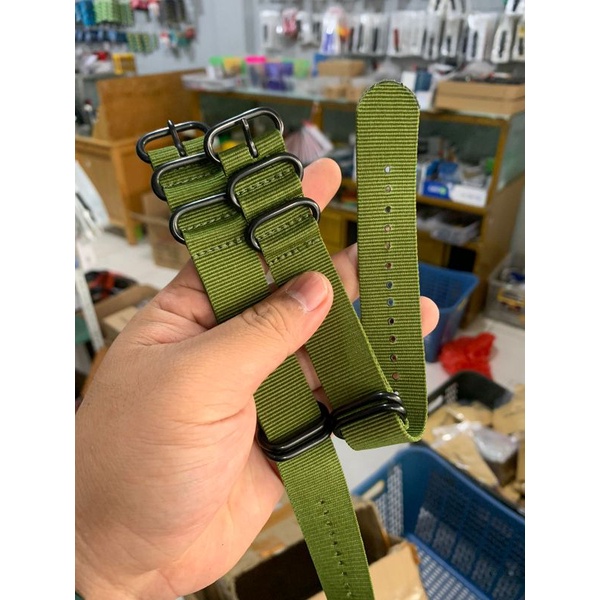 Strap Tali Jam Tangan Nato Zulu Kanvas hijau 22MM