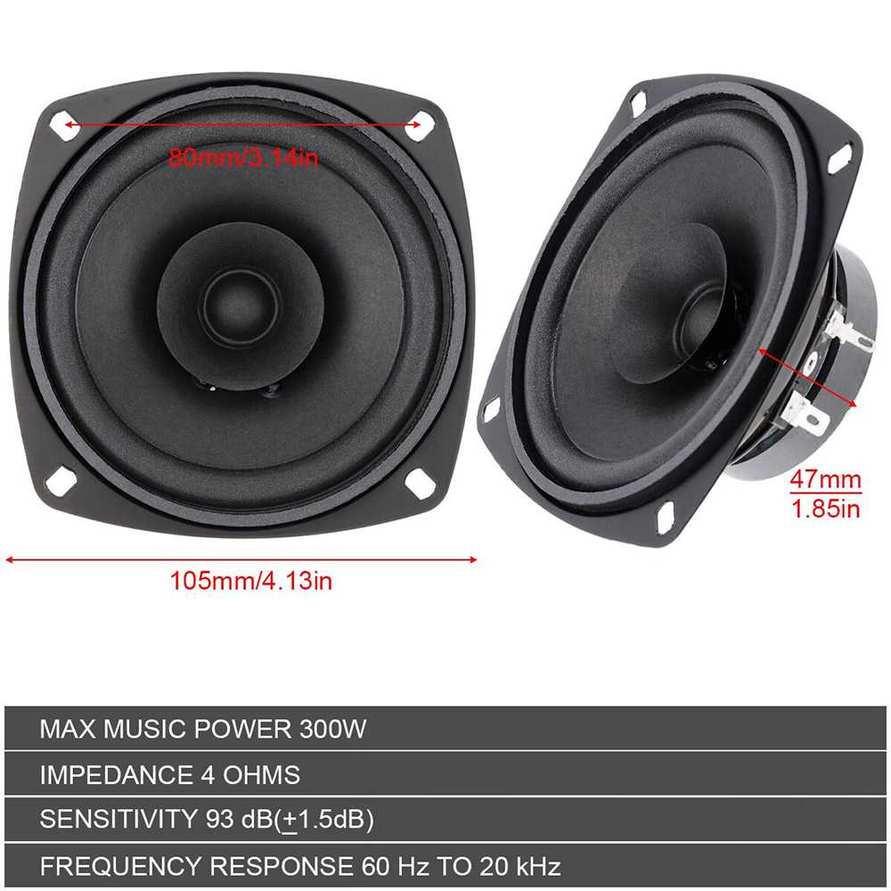 Pcinener Speaker Mobil HiFi 4 Inch 300W 1 PCS - TS-401 12V 4 Inch 300W Universal Car Coaxial Speaker Vehicle Door Auto Audio Music Stereo Full Range Frequency Hifi Speakers