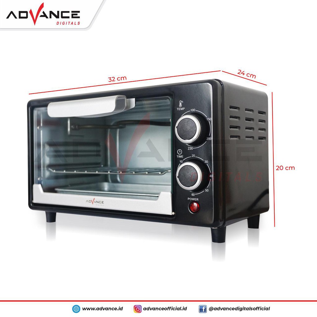 Oven Listrik Advance AOV100 Electric Oven 9 Liter 400 Watt