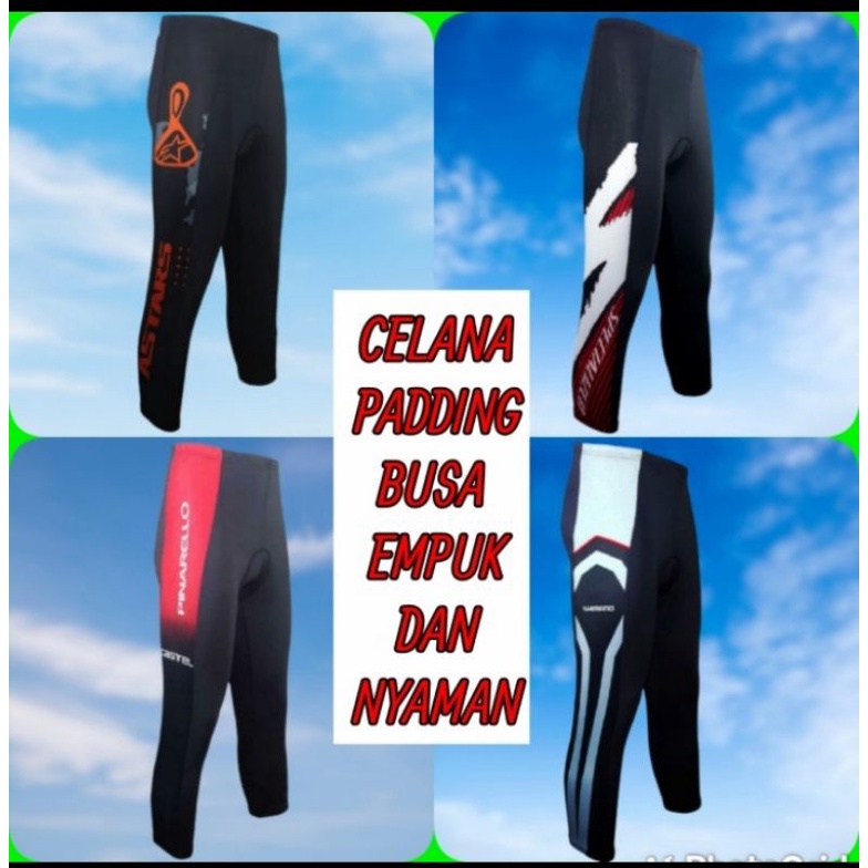 Celana training gowes bersepeda ada Padding ketat sebetis - Celana sepeda MTB Padding empuk