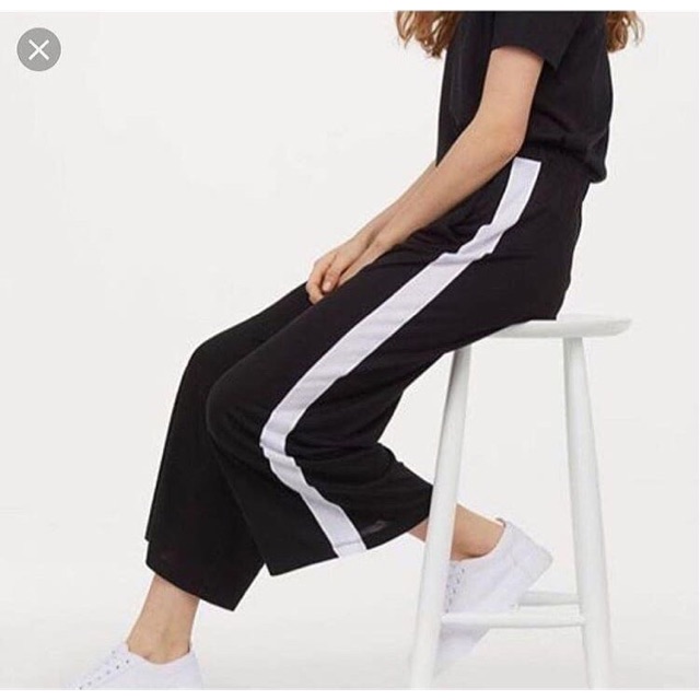 Sale H&M wide jersey kulot black stripe