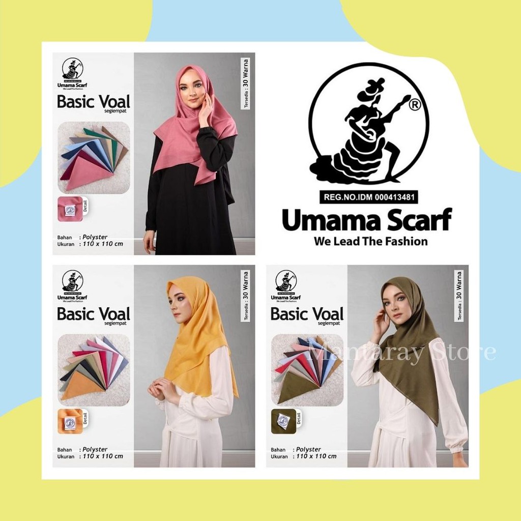 Jilbab Umama / Fashion Muslim / Hijab Segi Empat Basic Voal UM7