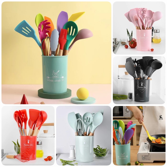 Silikon Utensil Peralatan Masak Silicone Utensil Set 11 Pcs Sutil - Hijau