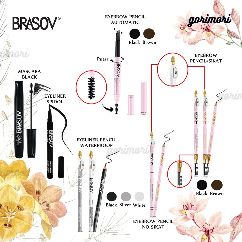 GORIMORI BRASOV EYELINER PENCIL - PERFECT BLACK MASCARA - EYELINER AUTOMATIC PUTAR -PERFECT BLACK