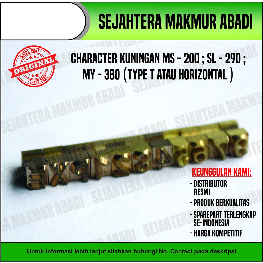 Karakter Kuningan MY - 380 Type T untuk Coding MY - 380 F / W