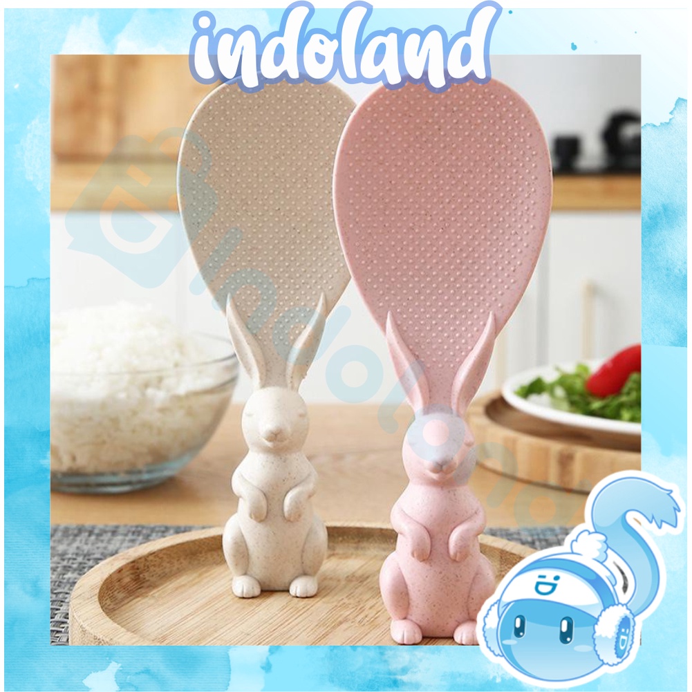 ☀ INDOLAND ☀ R428 Centong nasi imut kelinci / Sendok nasi kelinci dari serat Gandum / Cedokan Nasi Rabbit