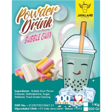 Javaland Bubuk Minuman Rasa Bubble Gum / Permen Karet 1Kg - Regular Plain | Bubble Powder Drink Boba | Minuman Kekinian