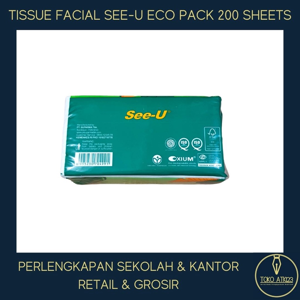 Tissue Facial See-U Eco Pack 200 Sheets 2ply