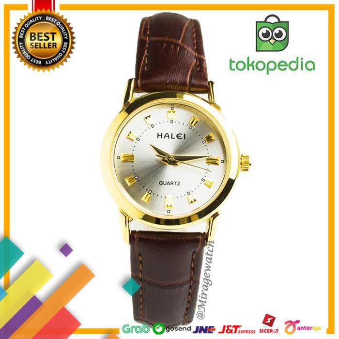 ON SALE.. TERLARIS JAM TANGAN KULIT GOLD WANITA HALEI 502 L PP ..TERMURAH