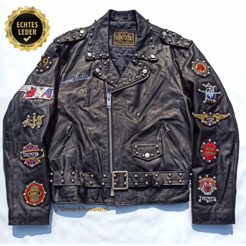 Vintage Genuine Echtes Leder Studded Double Rider Ramones X Jaket Kulit Schott Avirex Harley Vanson RBC Levis Aero